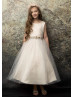 Satin Tulle Flower Girl Dress With Rhinestone Belt